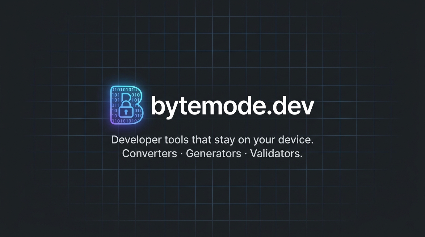 ByteMode collection of fast private developer tools that run locally in the browser